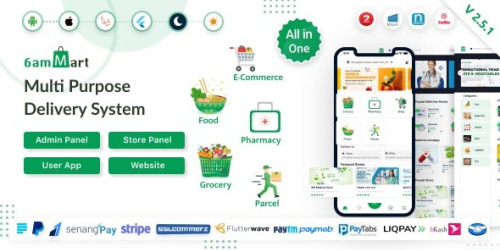 We Will Setup & Customization 6amMart - Multivendor Food, Grocery, eCommerce, Parcel, Pharmacy delivery app with Admin & Website