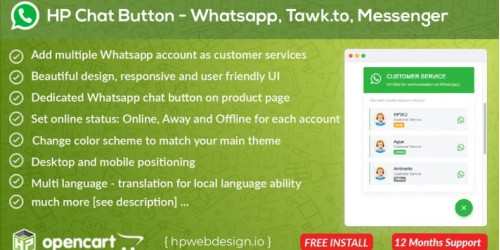 Opencart - Whatsapp Chat Button - Multi Customer Services [Advanced] - Download