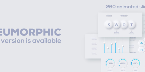 Free Neumorphic Animated Infographics PowerPoint template PowerPoint Template - Download