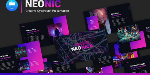 FREE NeoNick Creative Cyberpunk Professional Presentation Keynote Template - download