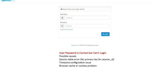 Can't login to admin panel no changes after entering the user password in Opencart